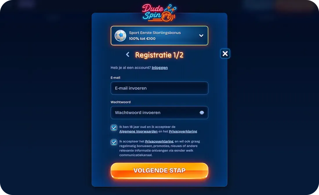 dudespin casino registratie